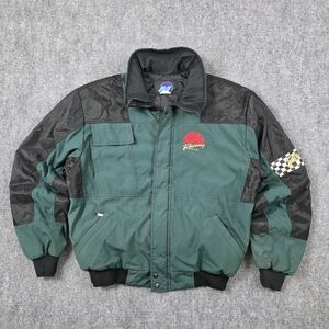 Mac Tools Nylon Quilted Racing Bomber Jacket Green Black Large Workwear